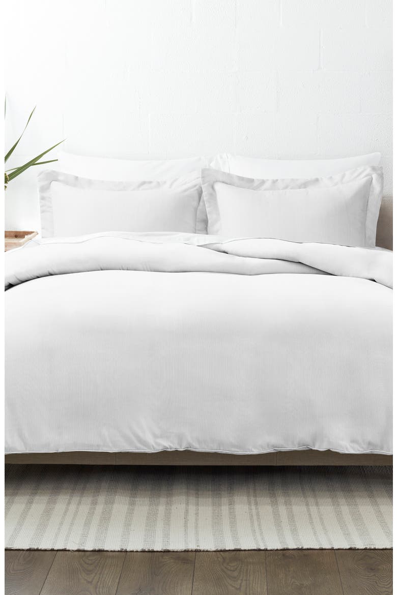 Home Spun Premium Ultra Soft Pinstriped Pattern 3-Piece Duvet Cover Set, Alternate, color, LIGHT GRAY