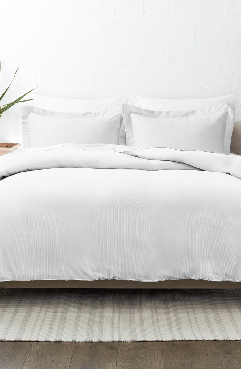 HOMESPUN Home Spun Premium Ultra Soft Pinstriped Pattern 3-Piece Duvet Cover Set, Alternate, color, Light Gray