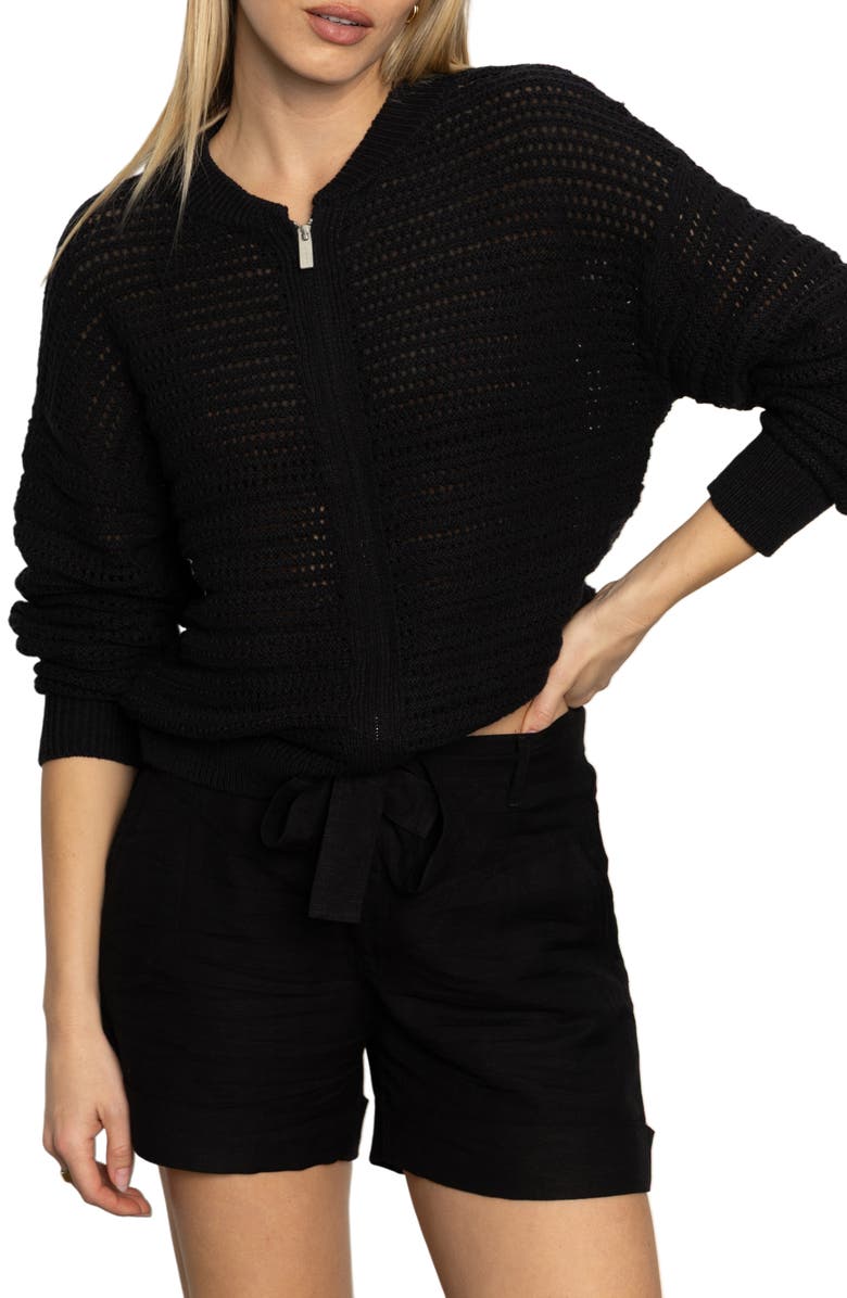 Sanctuary Open Stitch Cotton Bomber Cardigan, Alternate, color,