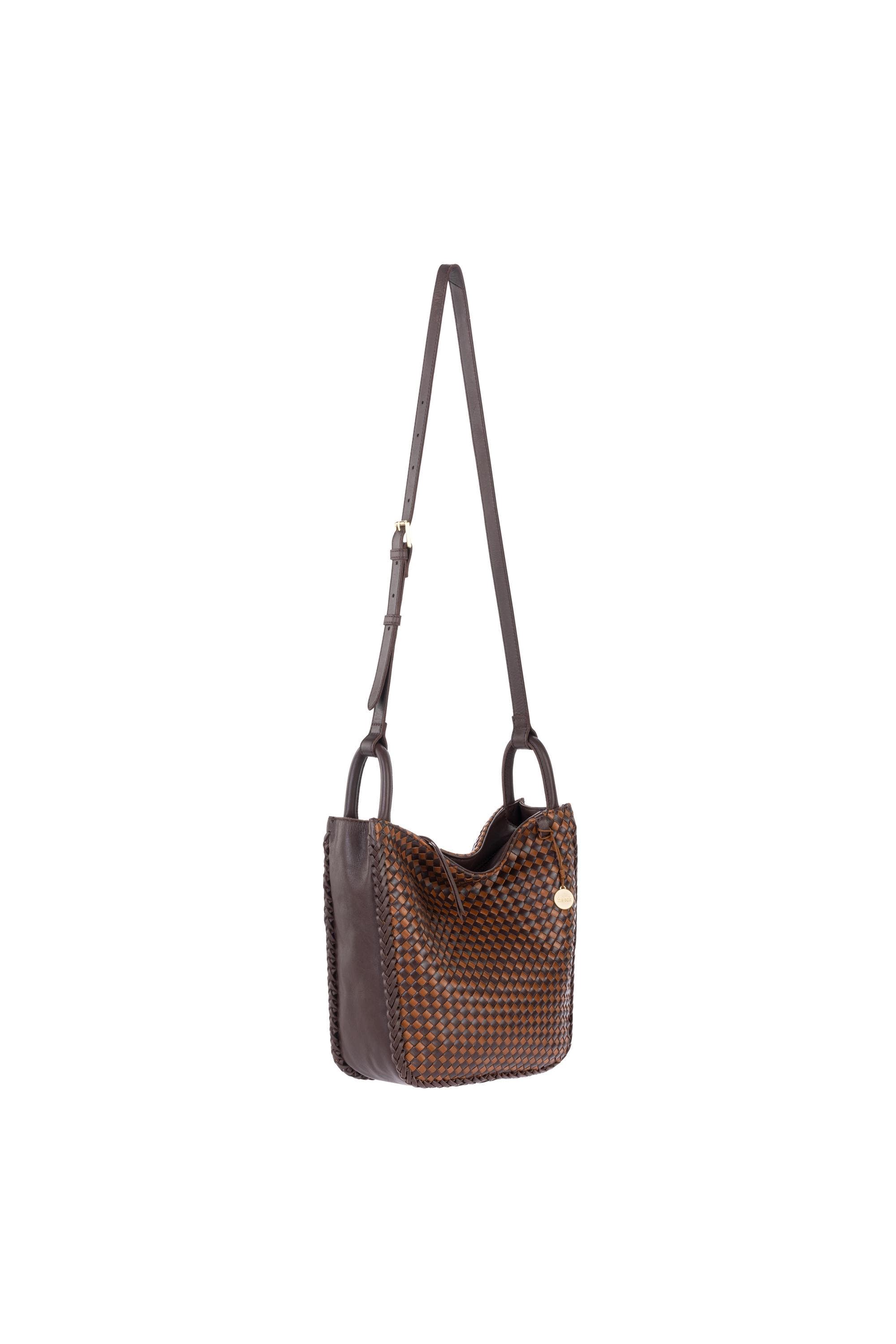Loz Feliz Crossbody Woven Leather Bag, Alternate, color, Mahogany Cognac Woven
