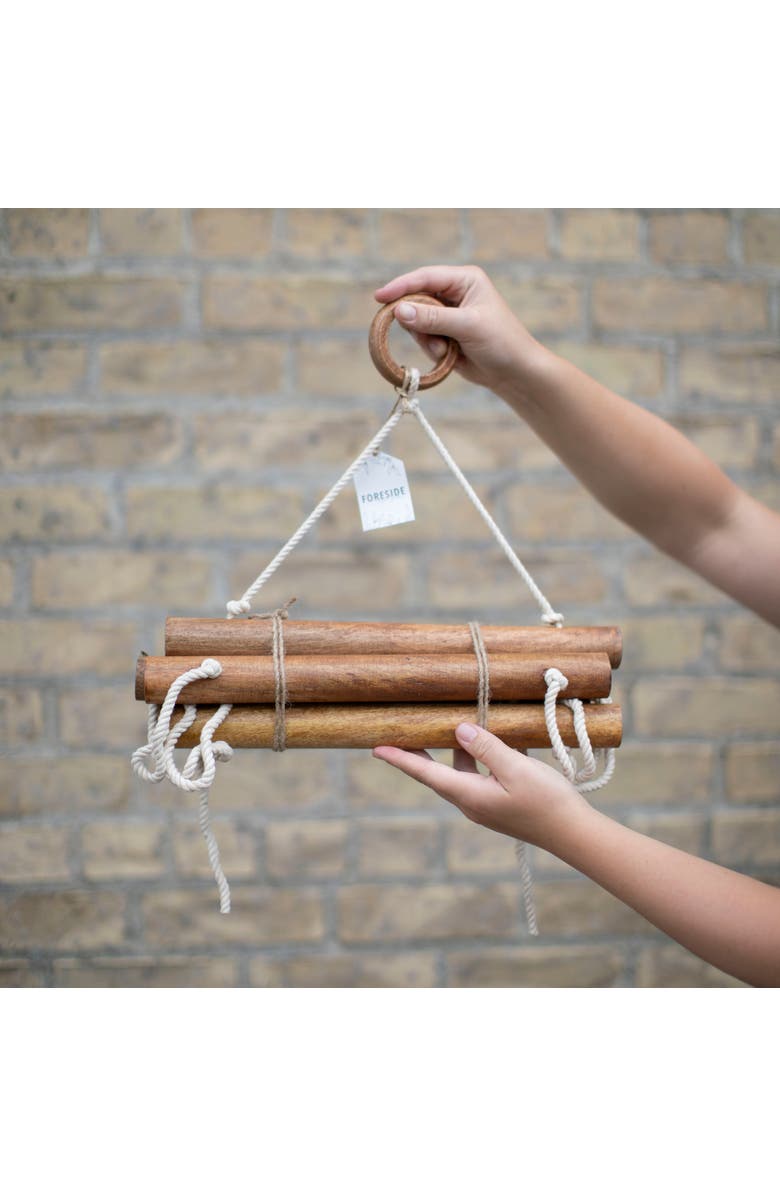 Foreside Home and Garden Macramé Hanging Blanket Ladder, Alternate, color, Brown