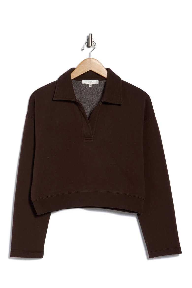 Johnny Collar Fleece Crop Sweatshirt, Alternate, color, MULCH
