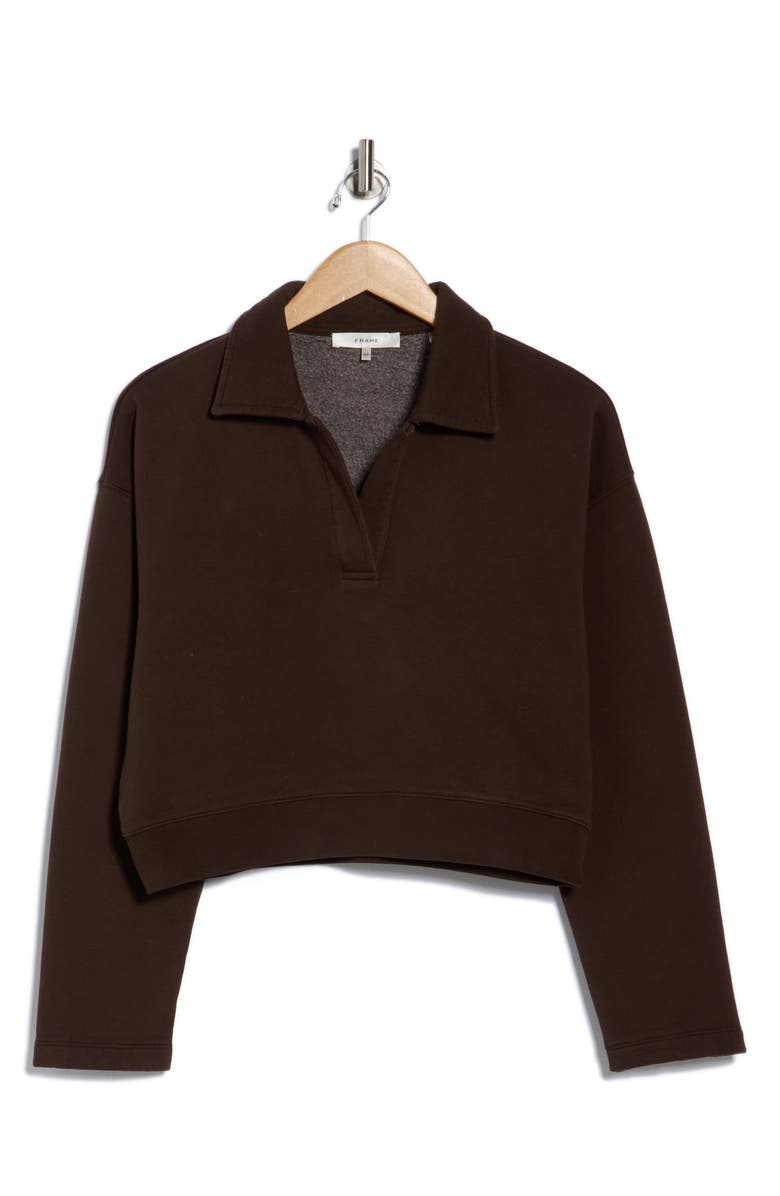 FRAME Johnny Collar Fleece Crop Sweatshirt, Alternate, color, Mulch