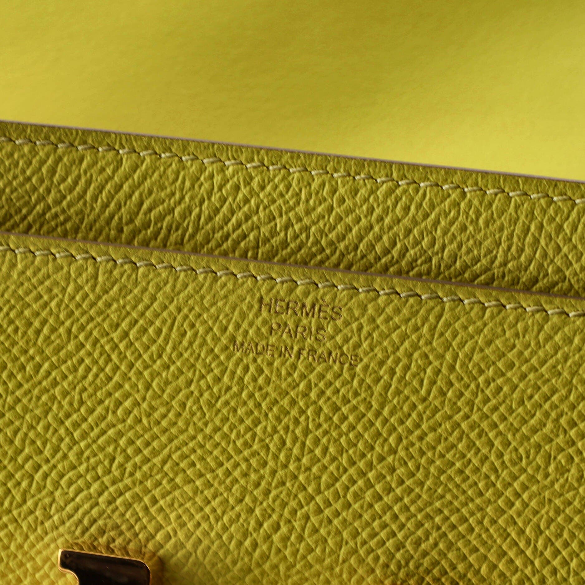 Pre-Owned Hermes Constance Wallet Epsom Long, Alternate, color, Lime