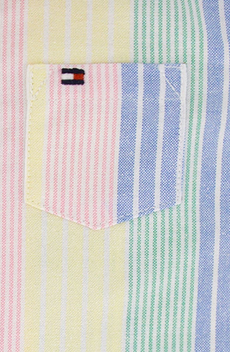 Tommy Hilfiger Stripe Short Sleeve Cotton Romper, Alternate, color, Yellow