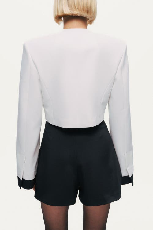 Nocturne Gold-button Cropped White Jacket In White