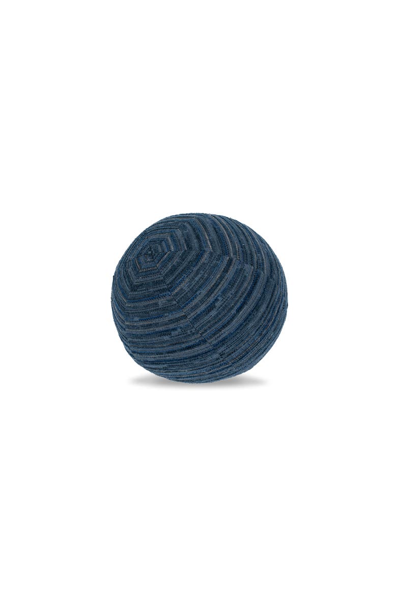 Luxe Stripe Chenille & Boucle Textured Indoor & Outdoor Woven Orb Pillow, Main, color, Indigo