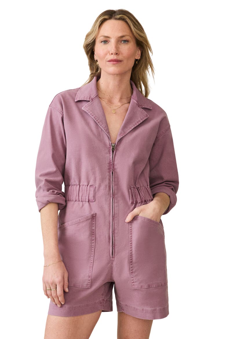 Sunwashed Canvas Romper, Alternate, color, WEATHERED ORCHID