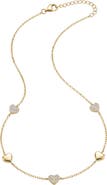 Argento Vivo Sterling Silver Pavé Heart Station Necklace