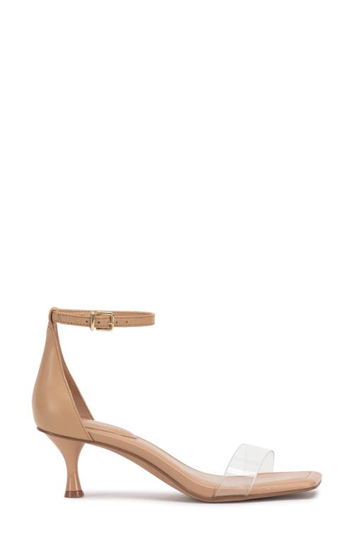 Vince Camuto Vinkely Square Toe Kitten Heel Sandal In Sandstone/clear