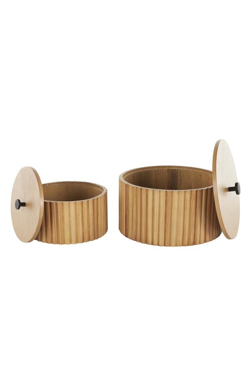 Sonoma Sage Home Set Of Two Handmade Wood Slatted Storage Bins In Brown