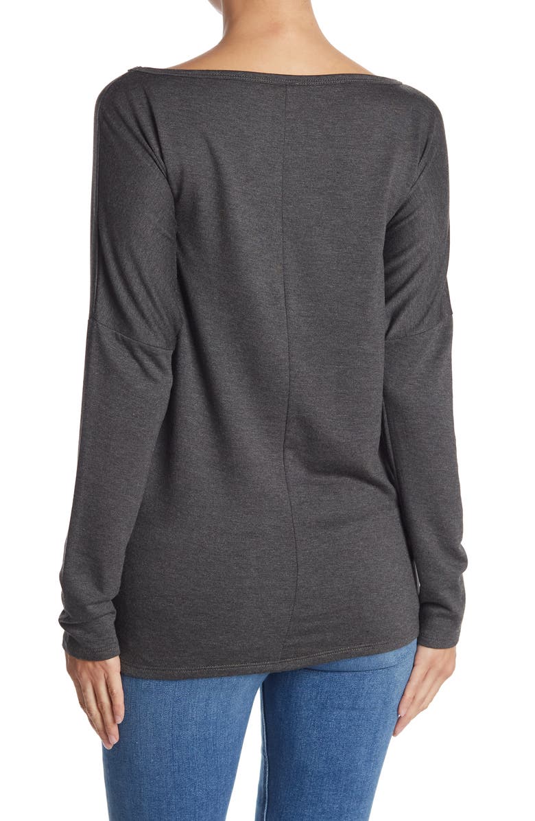 GO COUTURE Printed Boatneck Sweater, Alternate, color, Black Dye 2