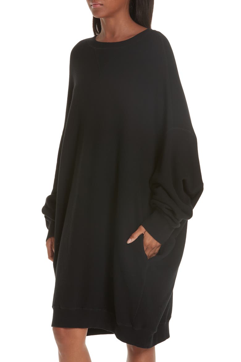 Grunge Sweatshirt Dress, Alternate, color, BLACK