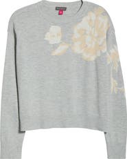 Vince Camuto Floral Motif Crewneck Sweater