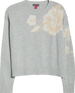 Vince Camuto Floral Motif Crewneck Sweater