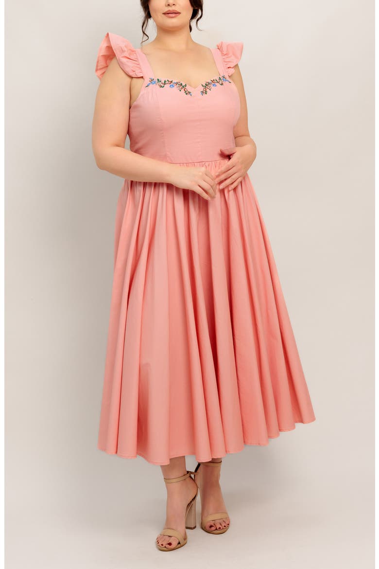 Embroidered Maxi Sundress, Alternate, color, DUSTY PINK