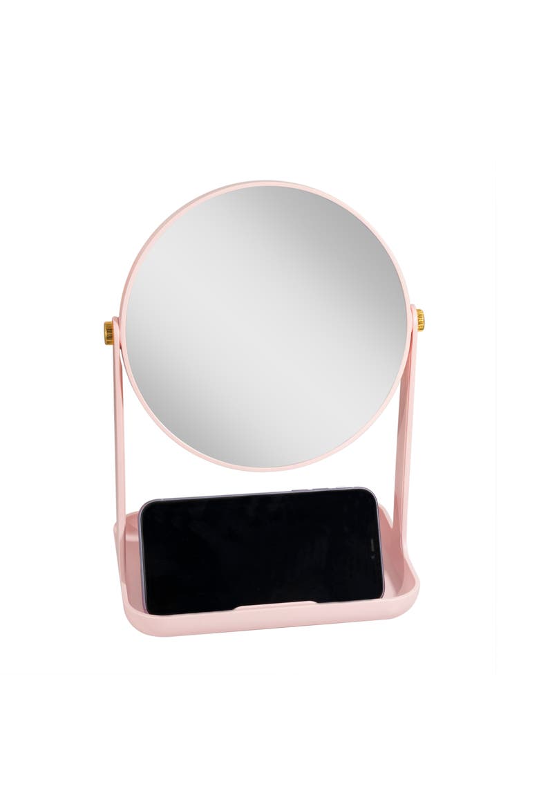 Back-to-School Makeup Mirror with Accessory Tray & Phone Holder, Alternate, color, Rose Quartz