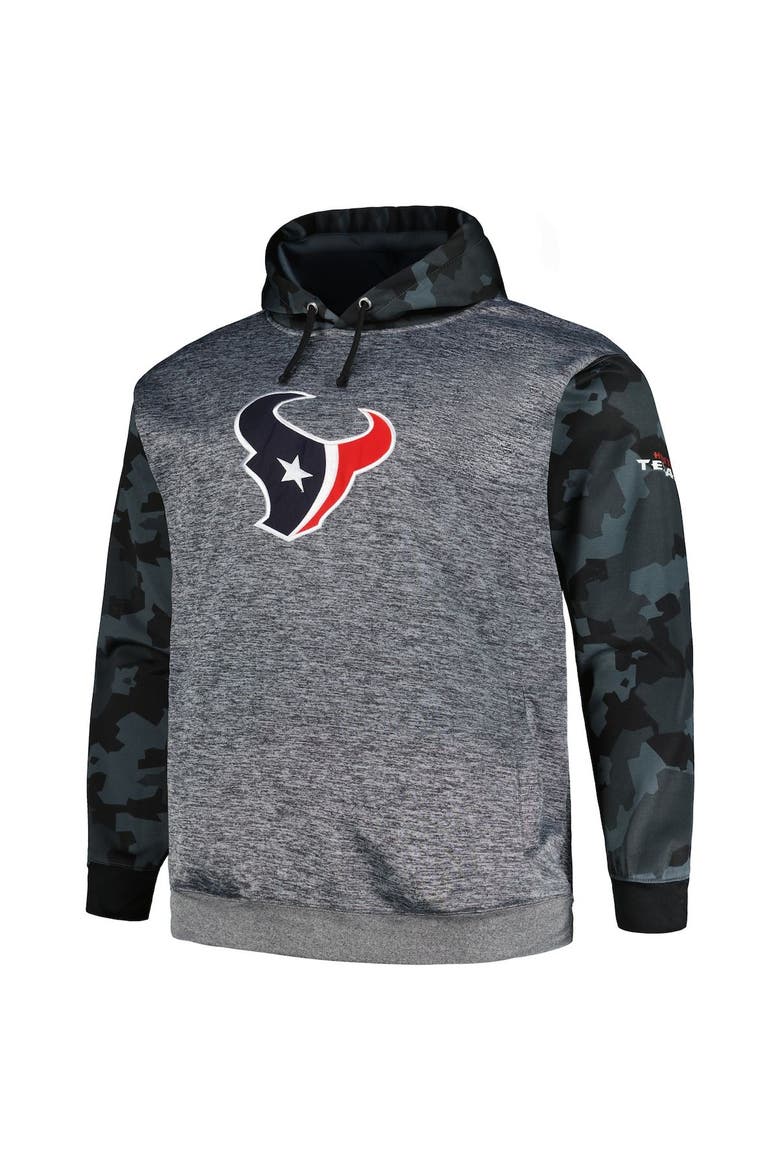 Men's Fanatics Branded Heather Charcoal Houston Texans Big & Tall Camo Pullover Hoodie, Alternate, color, Heather Charcoal