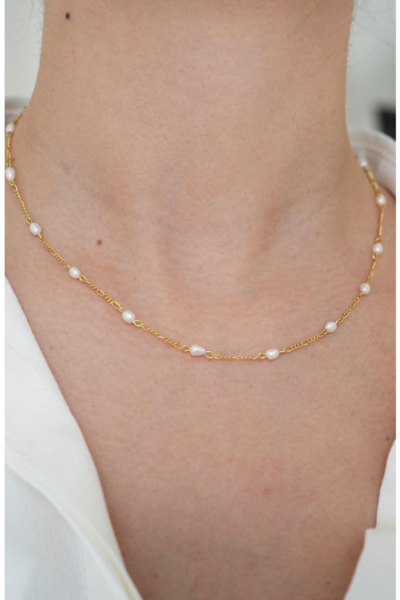 Freshwater Pearl Station Necklace, Alternate, color, GOLD