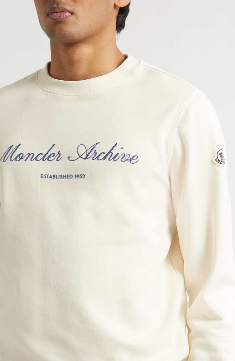 Moncler Cotton Blend Crewneck Sweatshirt, Alternate, color, Ivory