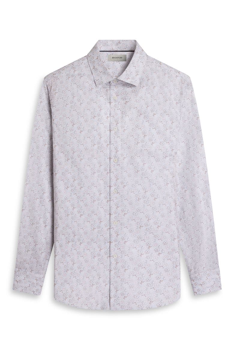 Julian Shaped Fit Floral Cotton Button-Up Shirt, Alternate, color, HAZY BLUE