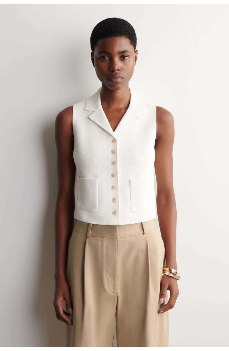 COS Bouclé-Knit Vest, Main, color, White