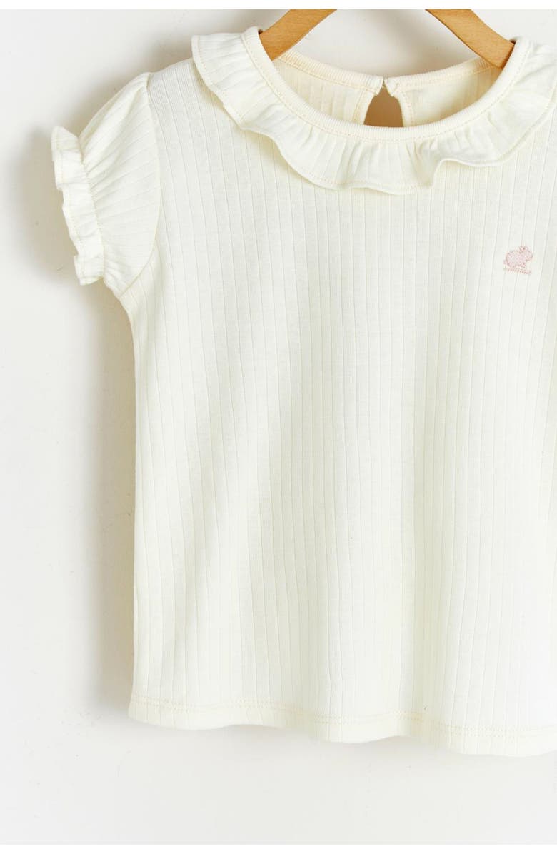 Babycottons Premium Cotton Essentials Ruffle Short Sleeve Top For Infant, Alternate, color, Off White