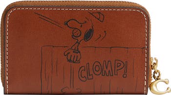 COACH x Peanuts Small Newspaper Print Zip Around Card Case