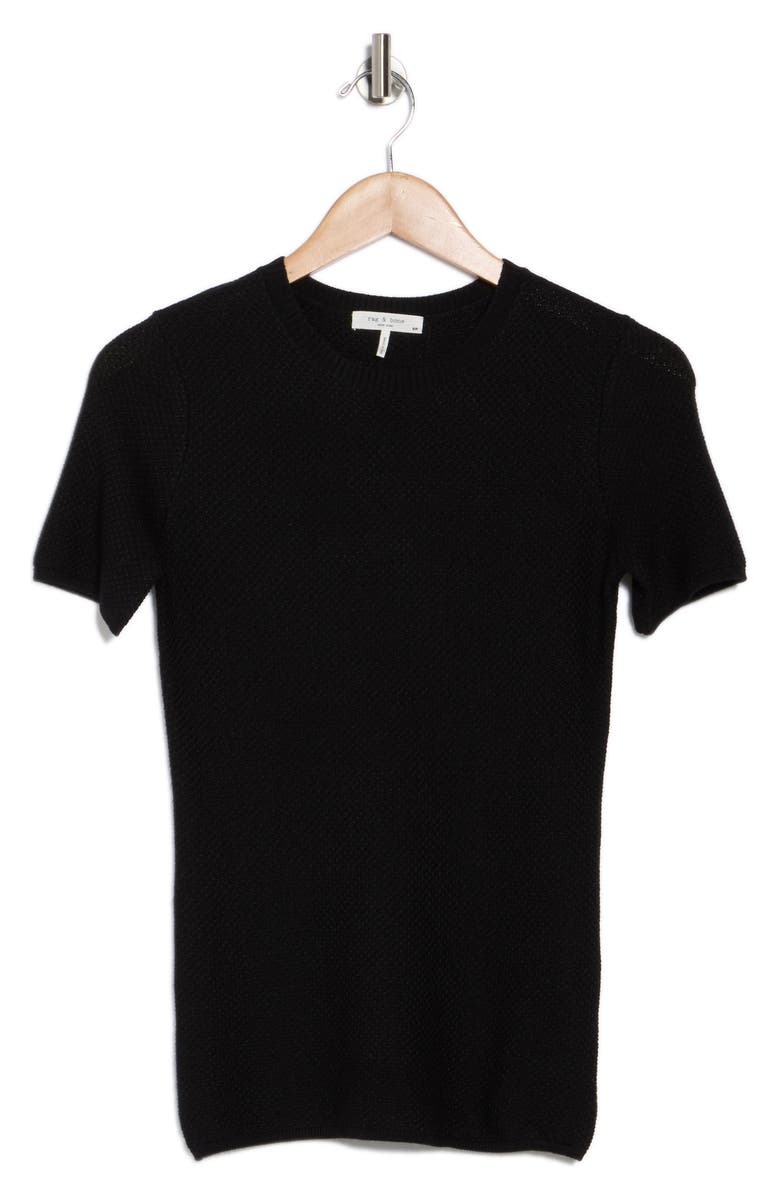 rag & bone Adiana Wool Blend Short Sleeve Sweater, Alternate, color, Black