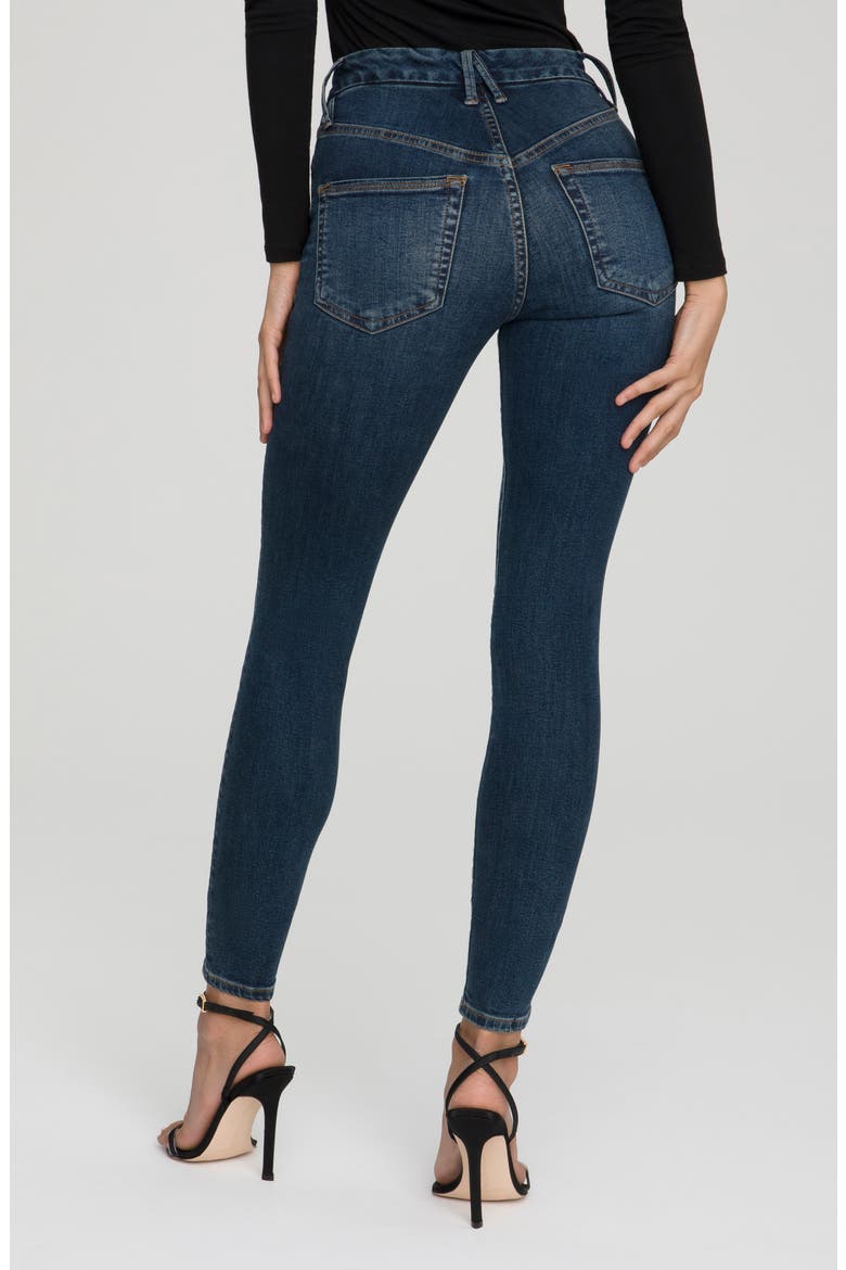 Good Legs Deep-V High Waist Ankle Skinny Jeans, Alternate, color, BLUE609