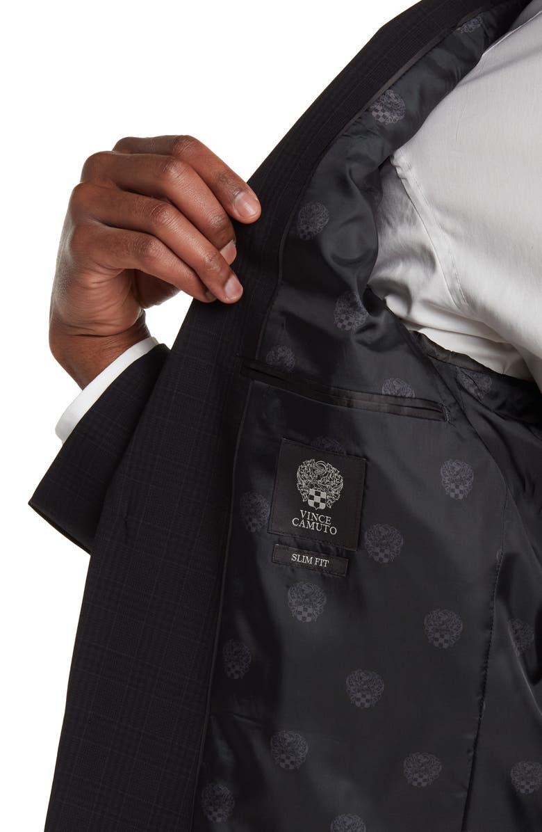 Vince Camuto Black Plaid Two Button Notch Lapel Suit, Alternate, color,