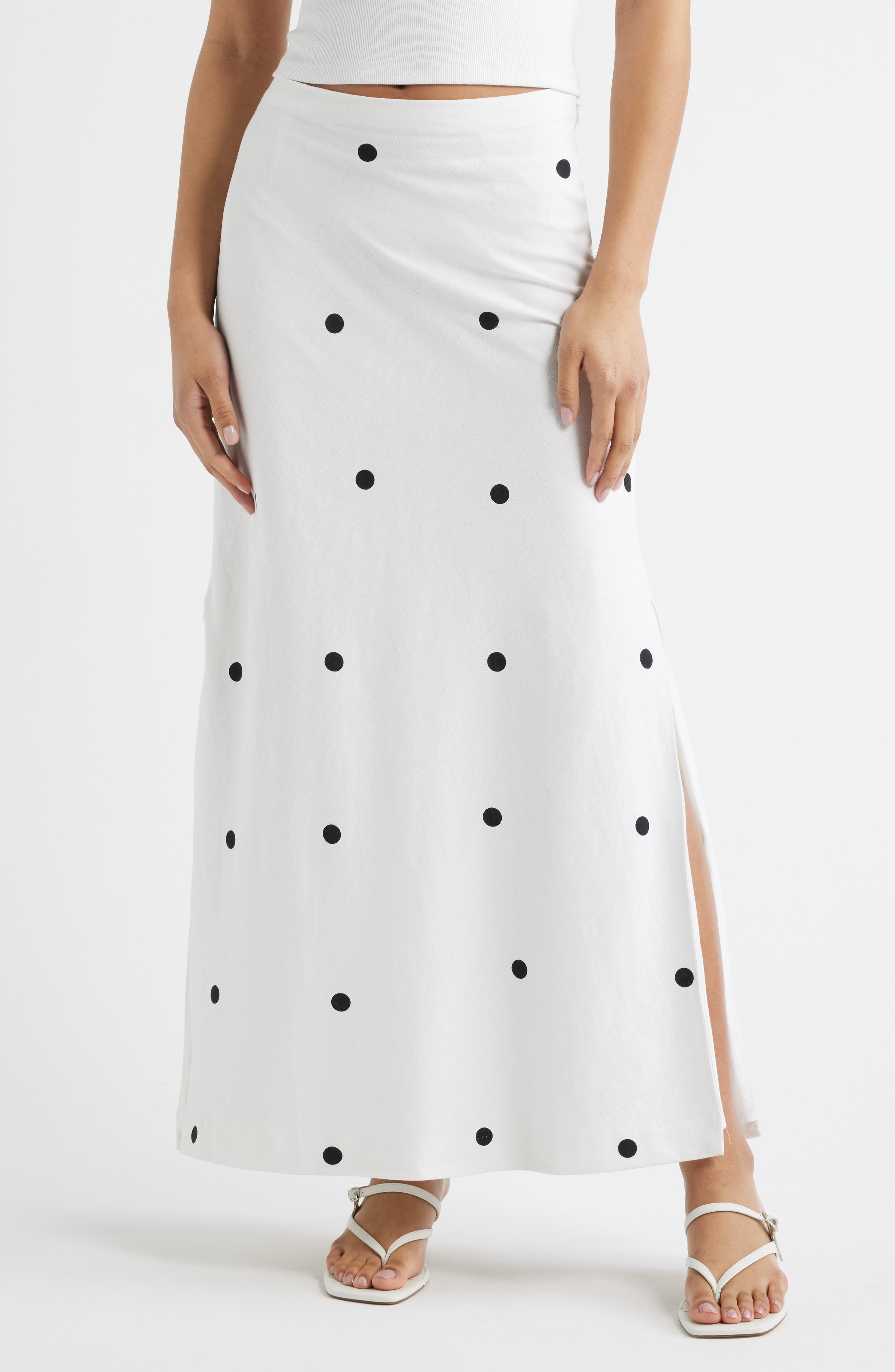 Linen Blend Column Maxi Skirt - image 3