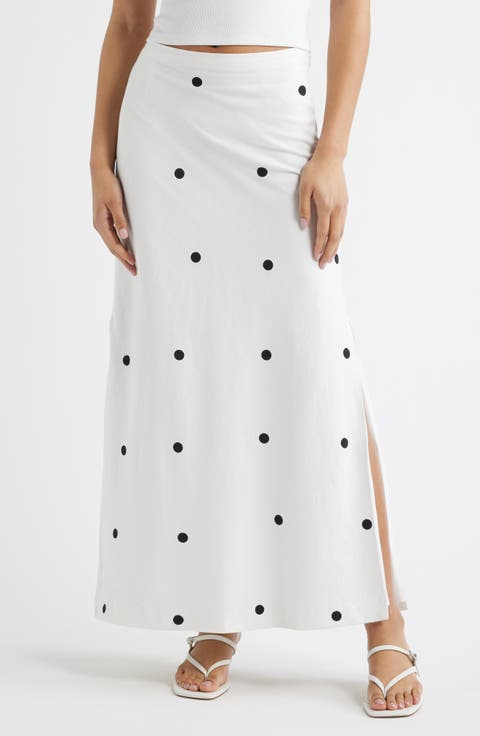 Linen Blend Column Maxi Skirt