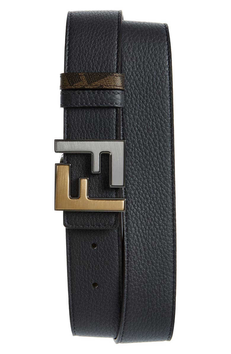 Fendi FF Leather Reversible Belt, Main, color,