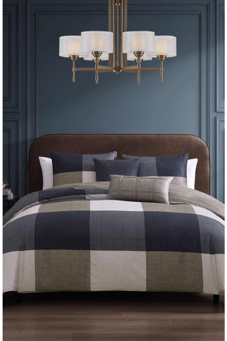 Checkered Reversible 5-Piece Comforter Set, Alternate, color, BLUE