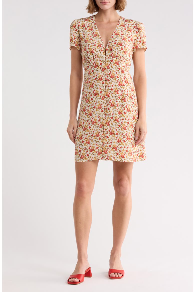 Button Up Minidress, Main, color, ANTIQUE DITSY