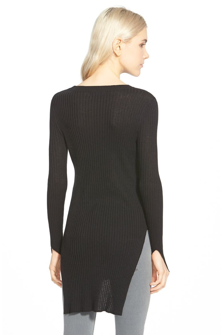Rib Knit Tunic, Alternate, color, BLACK