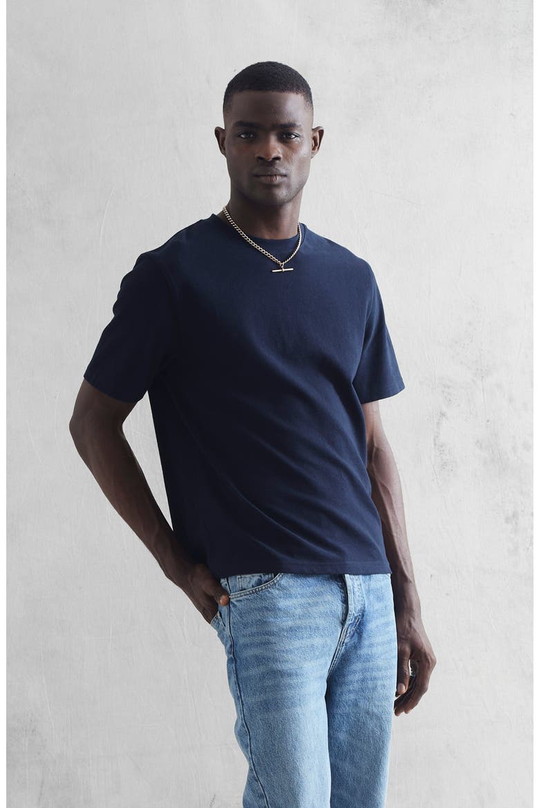 Dean Boxy Textured Organic Cotton T-Shirt, Alternate, color, NAVY