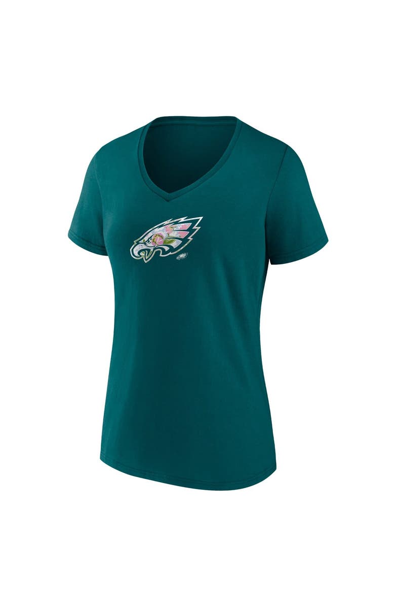 FANATICS Women's Fanatics  Midnight Green Philadelphia Eagles Plus Size Mother's Day Floral V-Neck T-Shirt, Alternate, color, Green