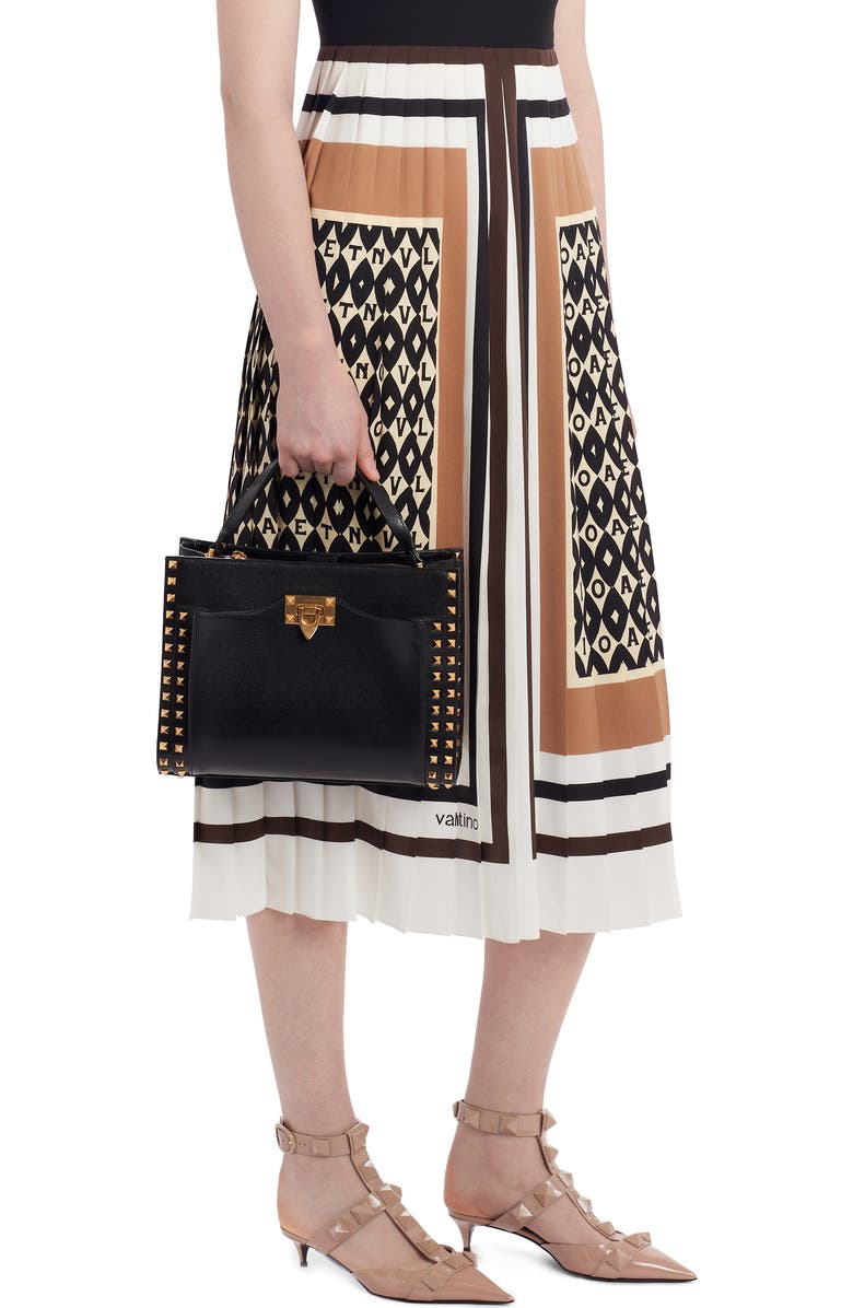 Valentino Garavani Medium Alcove Rockstud Leather Satchel, Alternate, color,