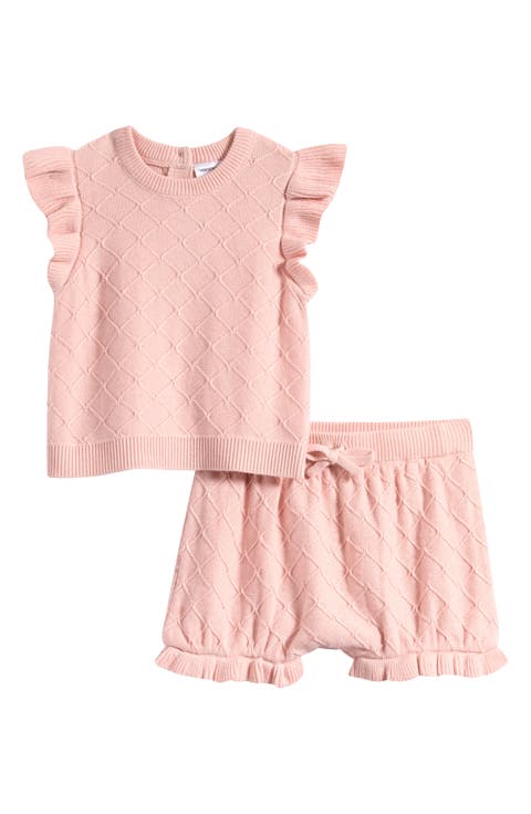 Flutter Sleeve Sweater & Bubble Shorts Set (Baby)