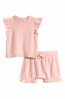 Nordstrom Flutter Sleeve Sweater & Bubble Shorts Set