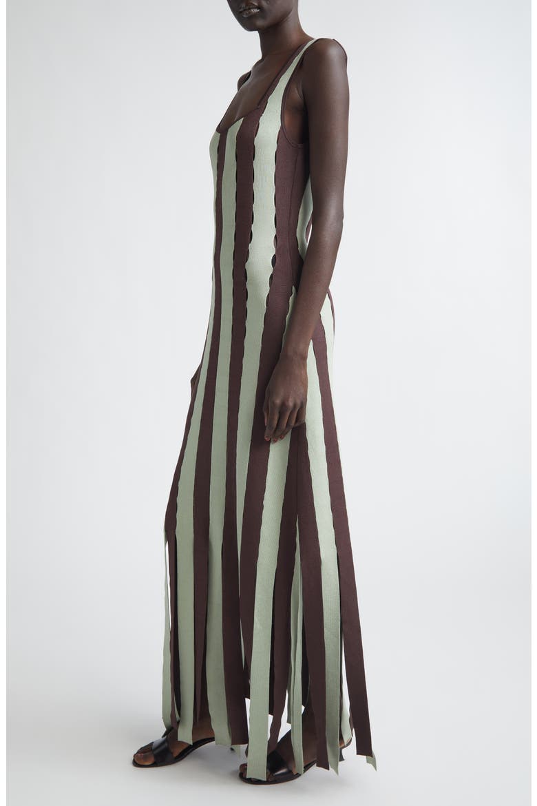 Calhoun Stripe Openwork Car Wash Hem Sweater Dress, Alternate, color, PISTACHIO/ ESPRESSO