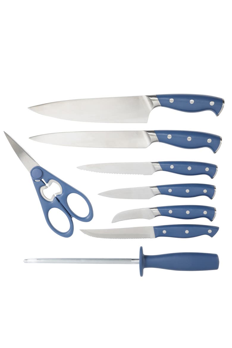 Greeley 14-Piece High-Carbon Stainless Steel Knife Block Set, Alternate, color, Navy Blue