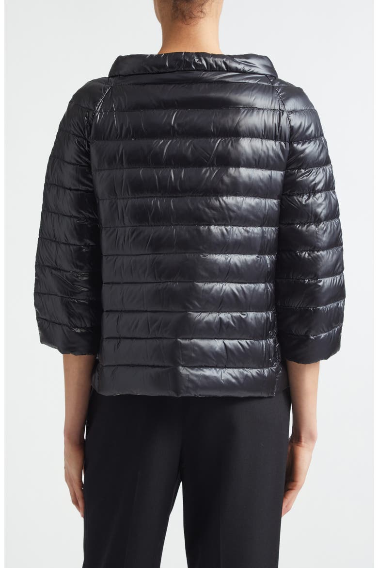 Reversible Quilted Ultralight Nylon Crop Down Jacket, Alternate, color, BLACK TO CHANTILLY