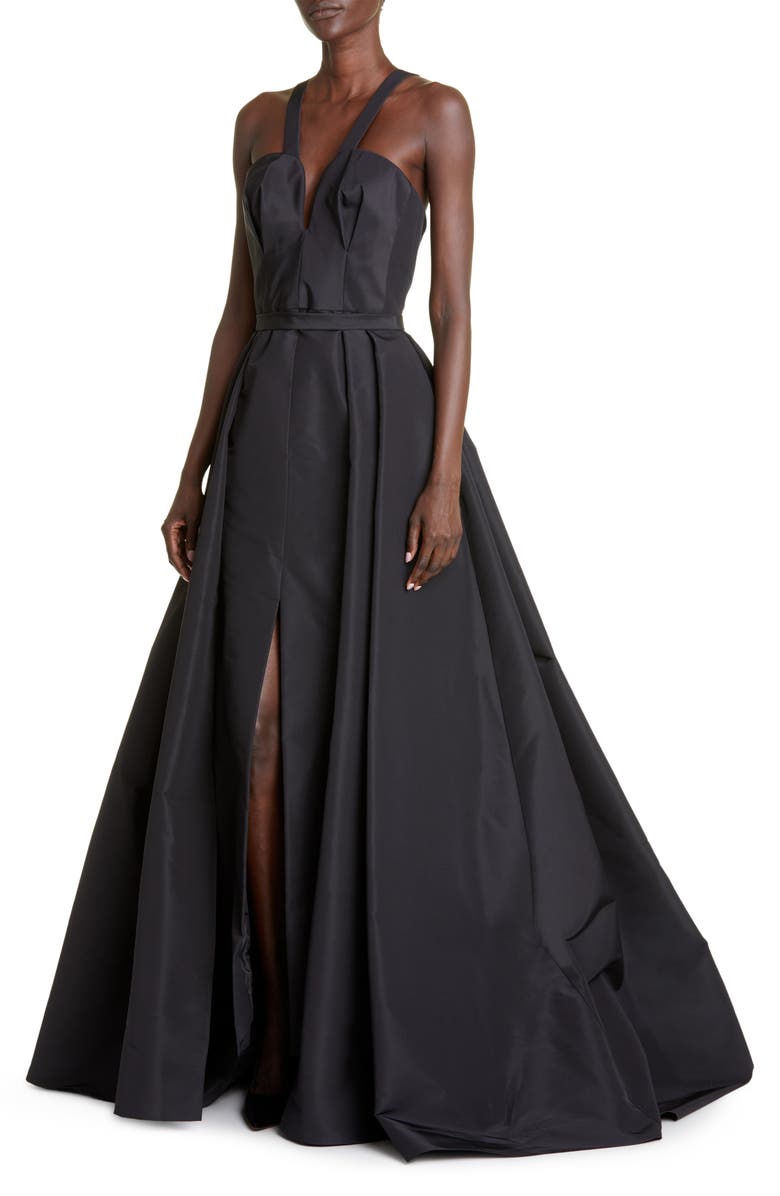 Carolina Herrera Plunge Neck Gown with Removable Overskirt, Alternate, color, 