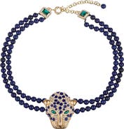 EYE CANDY LOS ANGELES Leopard Agate Beaded Necklace