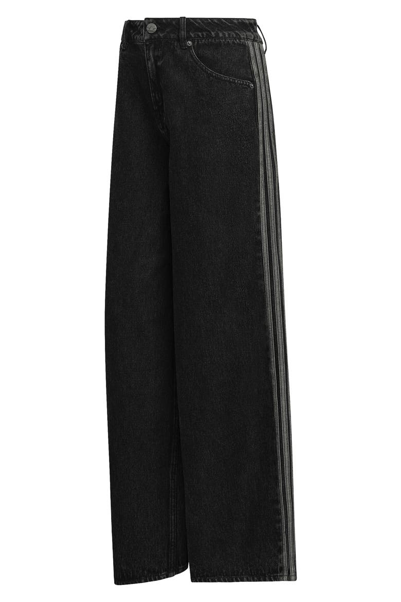 Firebird 3-Stripes Wide Leg Jeans, Alternate, color, TRUE BLACK DENIM