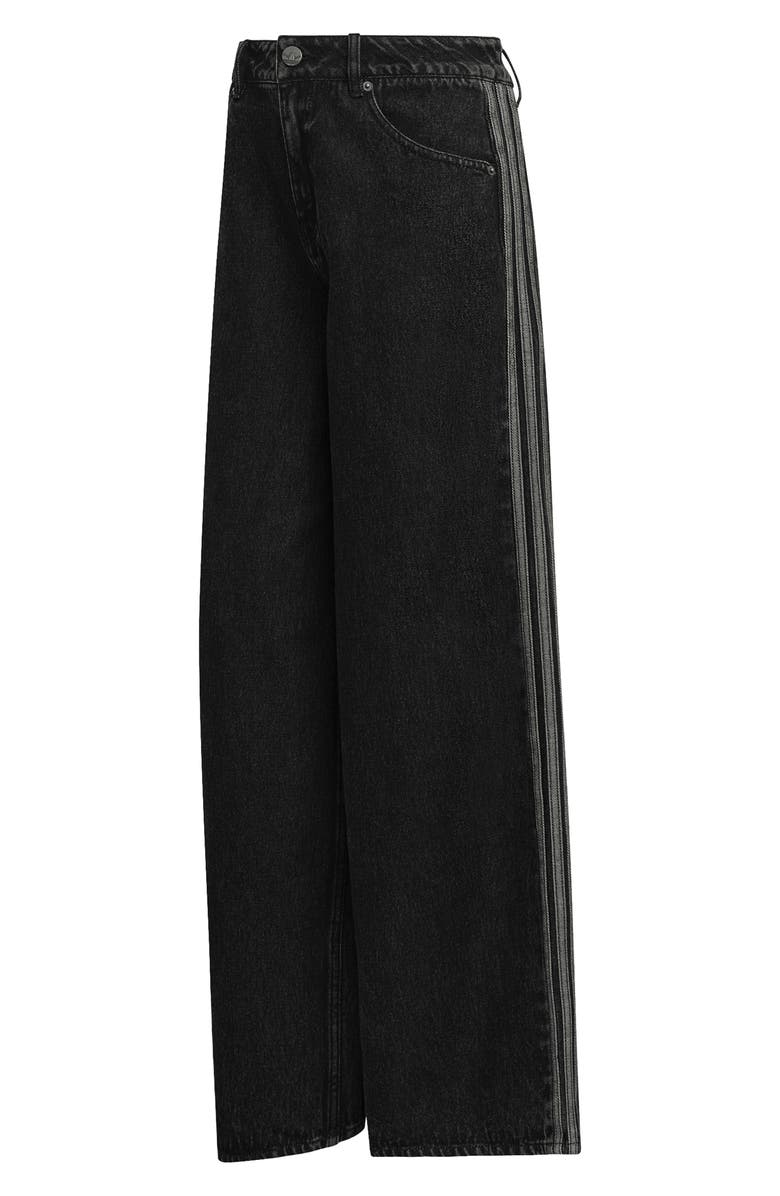 adidas Originals Firebird 3-Stripes Wide Leg Jeans, Alternate, color, True Black Denim
