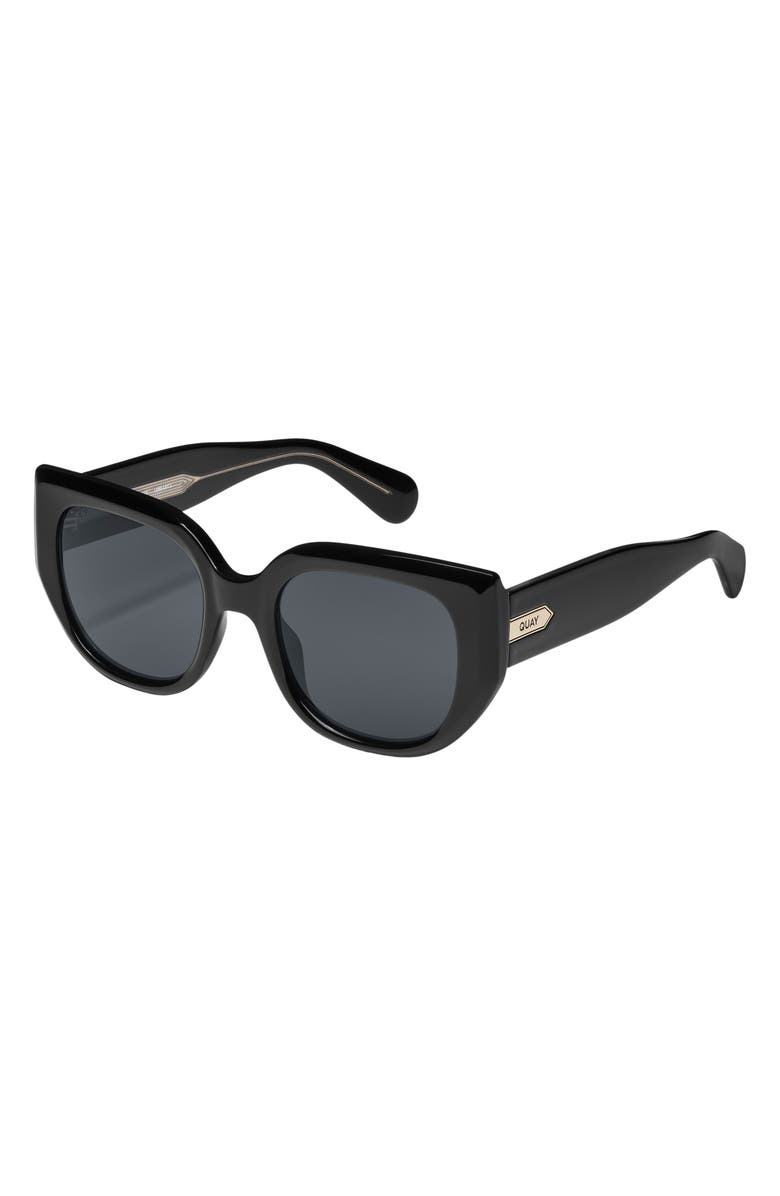 QUAY Busy Busy 53mm Square Sunglasses, Alternate, color, Black/ Smoke